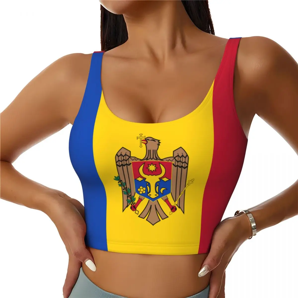 Moldova Flag Basic Tops Women  - огляд і ціна Yoga Và Fitness