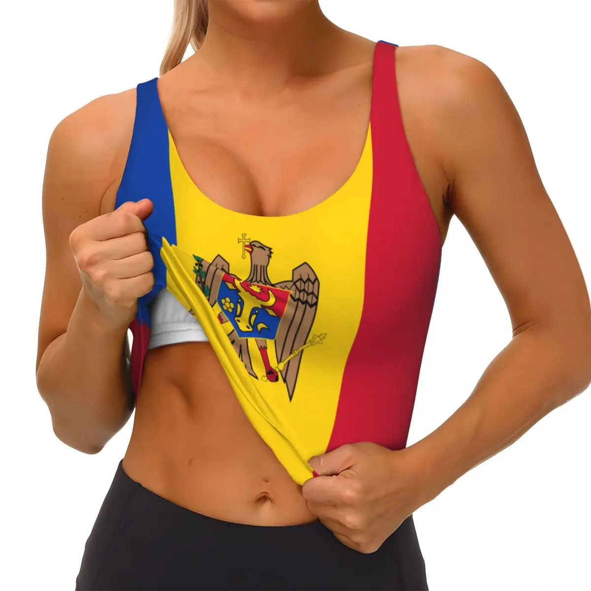 Moldova Flag Basic Tops Women  - огляд і ціна Yoga Và Fitness