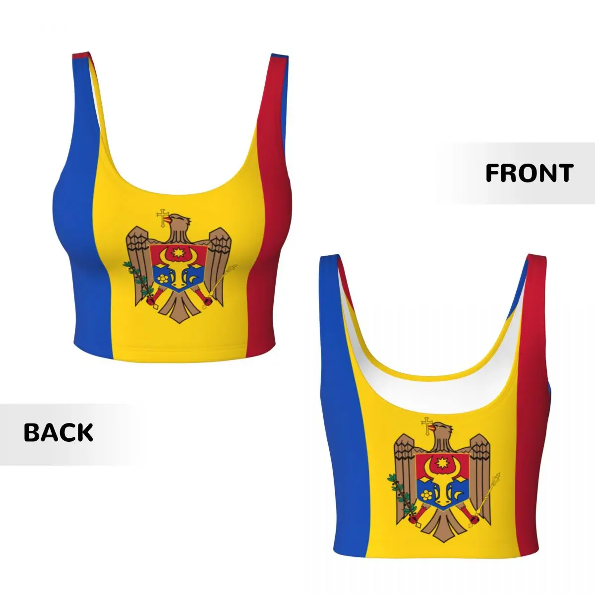 Moldova Flag Basic Tops Women  - огляд і ціна Yoga Và Fitness
