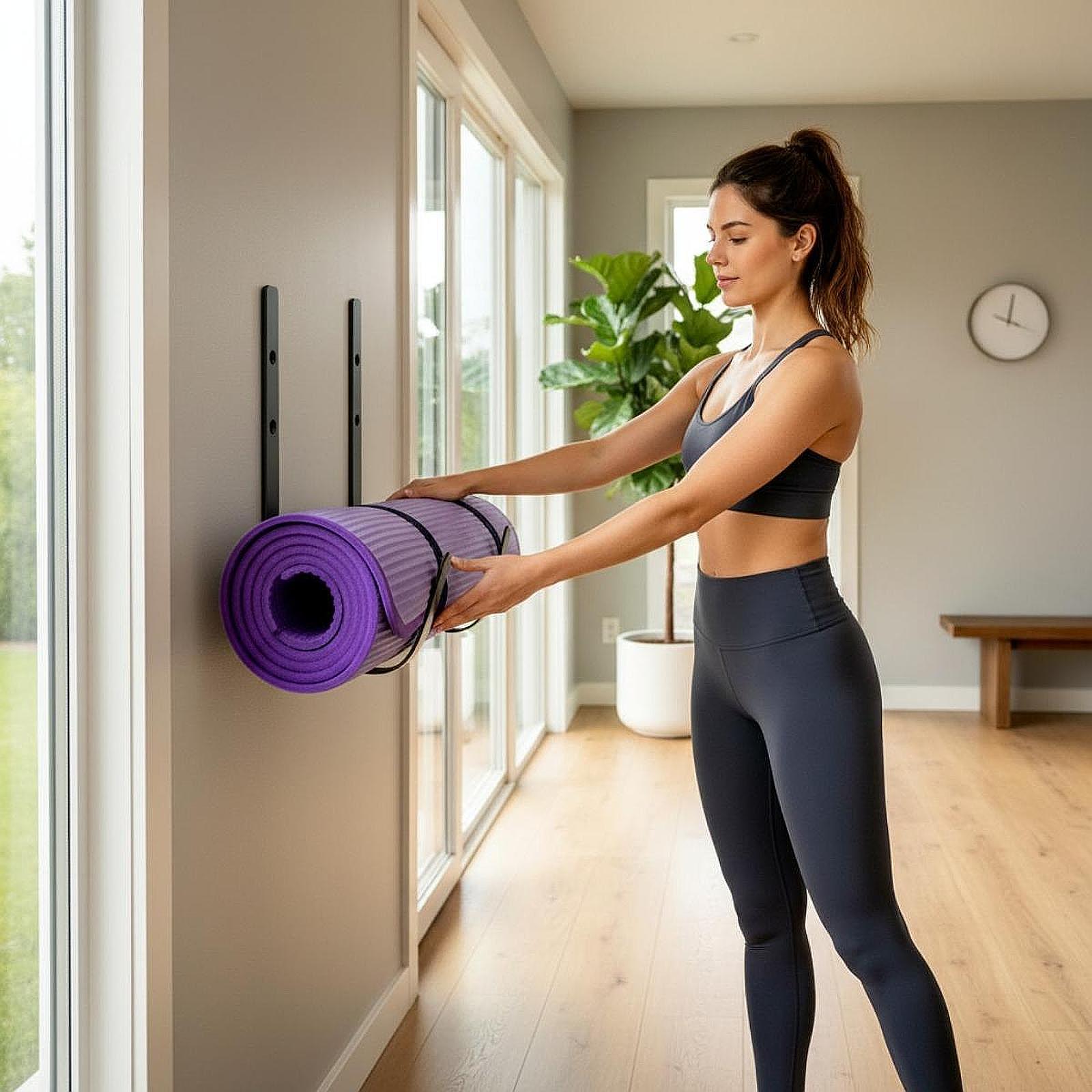 Wall Mounted Yoga Mat Holder C - огляд і ціна Yoga And Fitness Studio